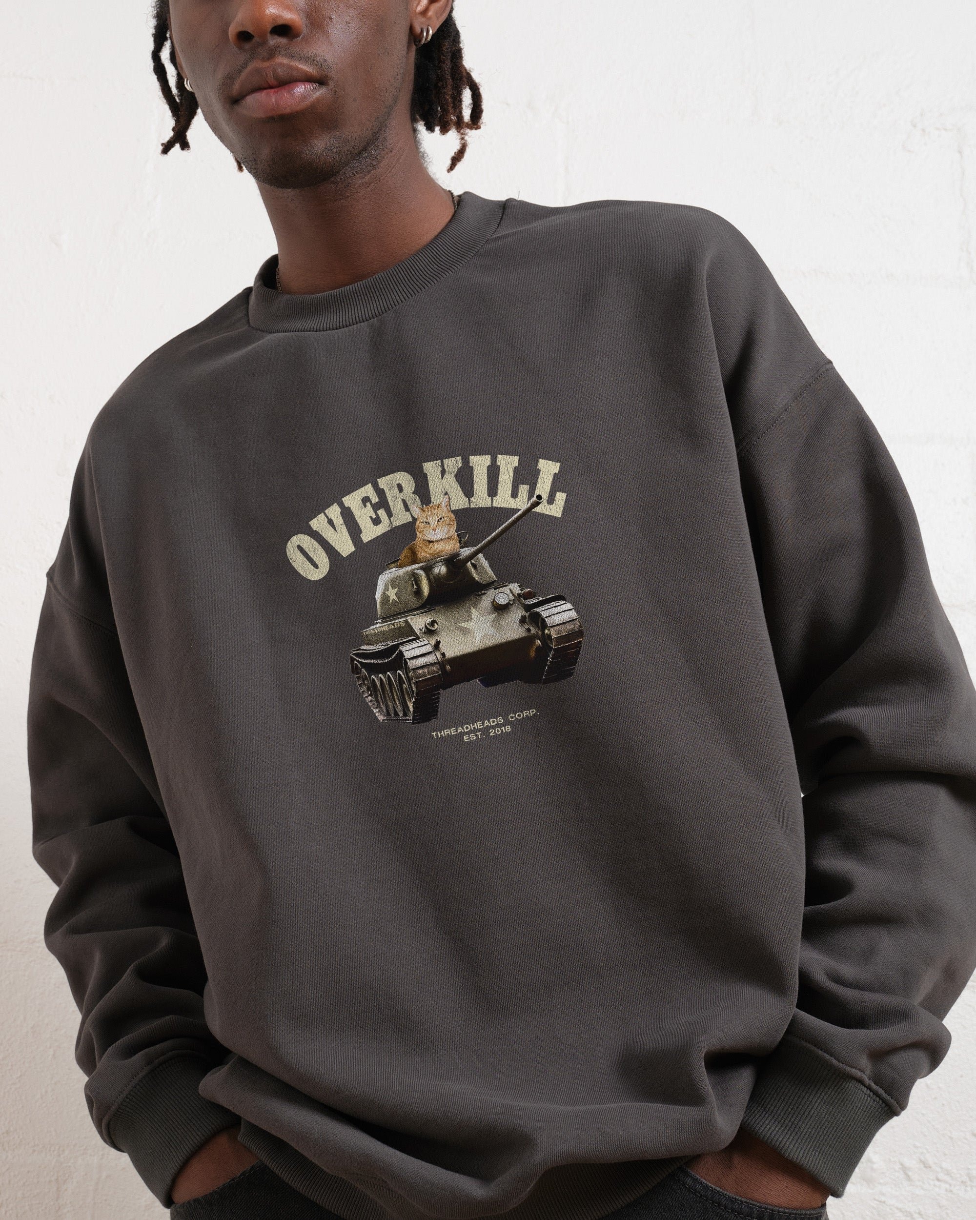 Overkill Sweatshirt - Premium Unisex Graphic Sweatshirt by Threadheads