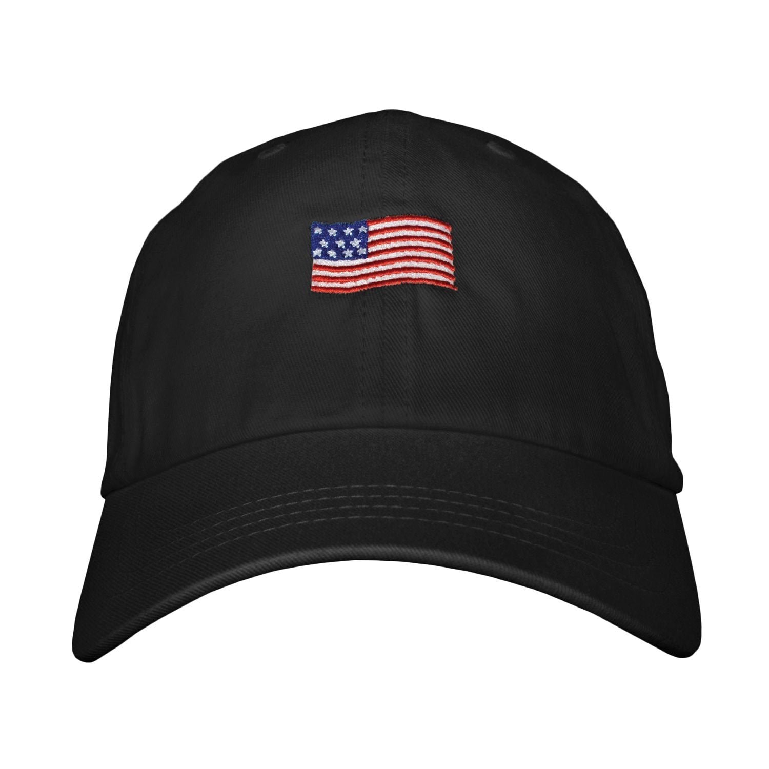 American Flag Dad Hat - Embroidered USA Unstructured Cotton Twill Adjustable Snapback