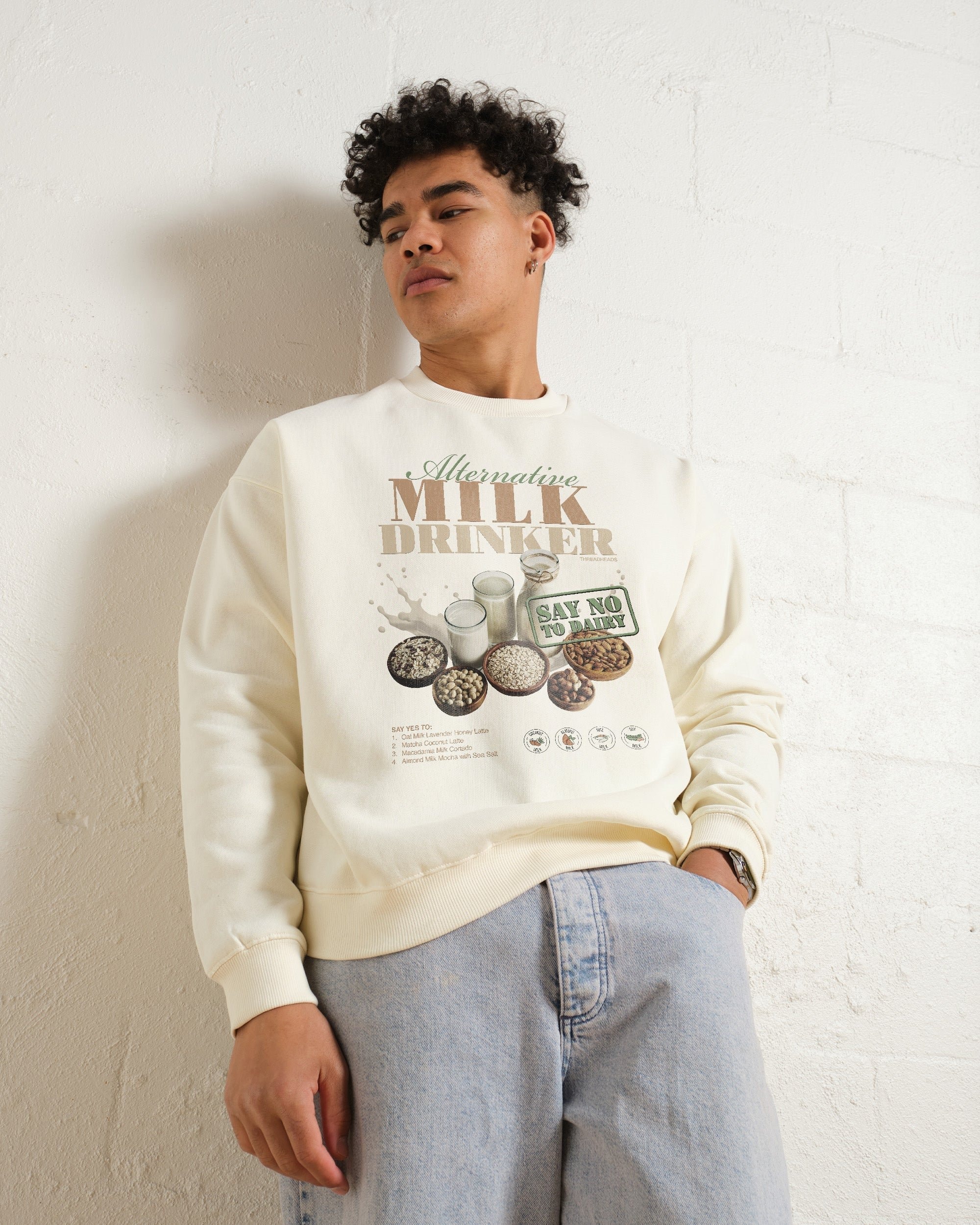 Alternative Milk Drinker Sweatshirt - Unisex Graphic Sweatshirt by Threadheads