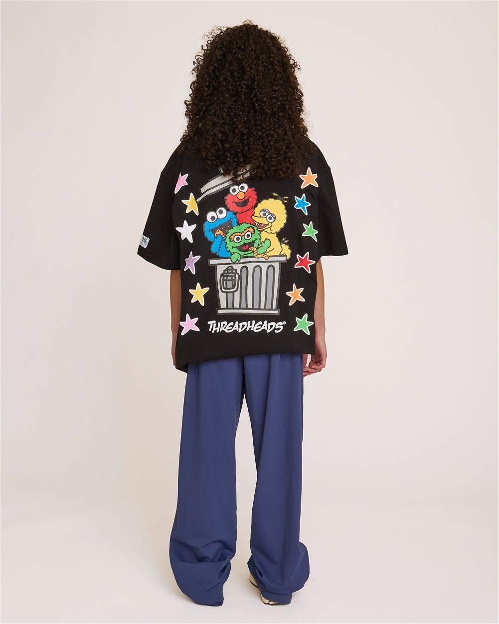 Tokyo Bin Party Black Oversized Graphic Tee Sesame Street Collab 100% Combed Cotton