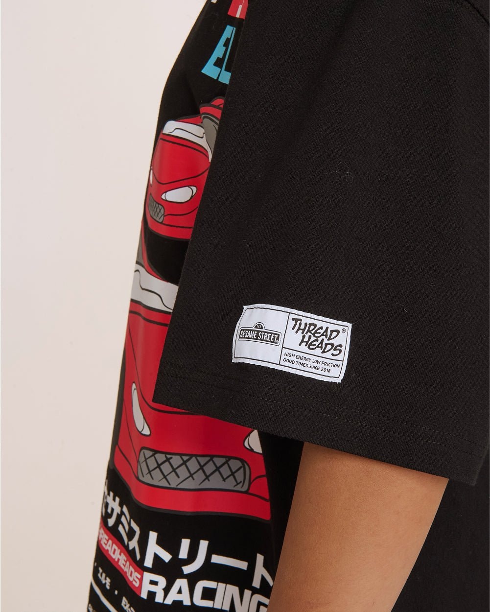 Elmo Tokyo Drift Black Oversized T-Shirt - Sesame Street Unisex Graphic Tee