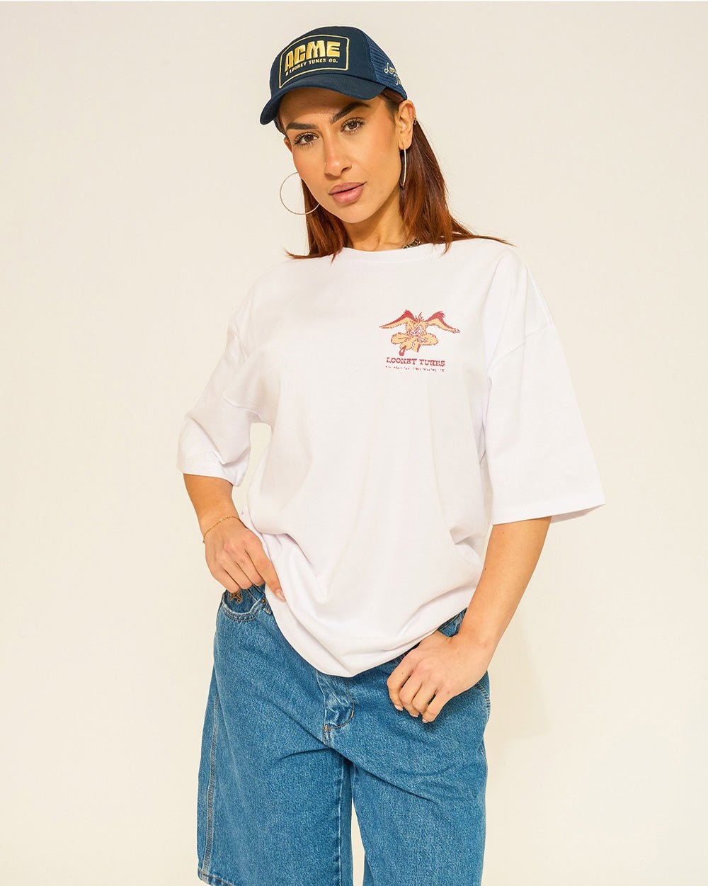 Wile E Coyote Oversized Graphic T-Shirt - Looney Tunes Unisex 100% Combed Cotton Tee