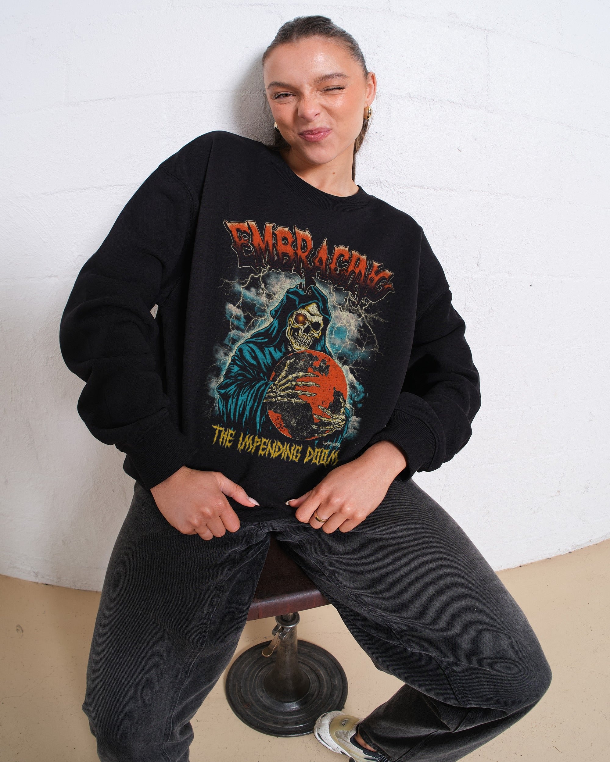 Embracing The Impending Doom Sweatshirt - Premium Unisex Graphic Sweatshirt