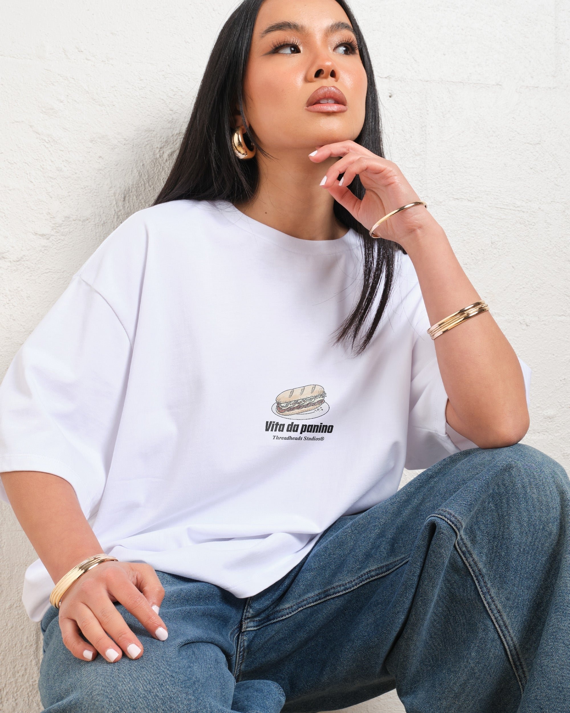 Panino Con Gabagool Oversized Tee - Threadheads 90s Boxy Fit Heavyweight Cotton T-Shirt